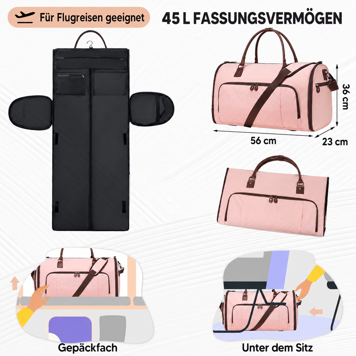 NOXVIA CONVERT Masse und Nutzung auf Flugreisen